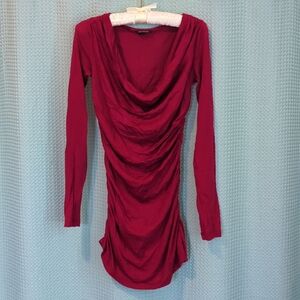 EUC Sz S raspberry pink Club Monaco ruched wool rayon tunic/mini dress